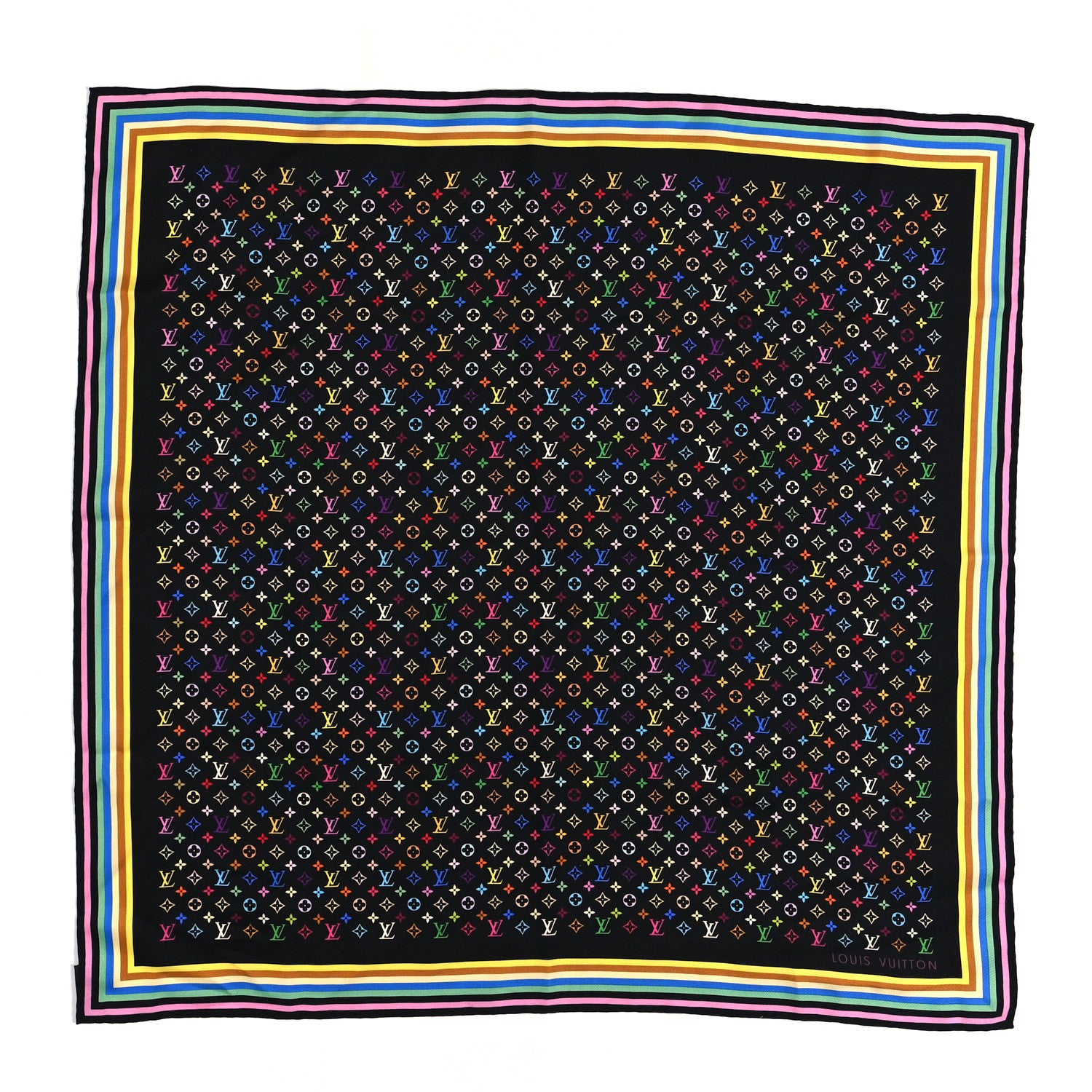 Louis Vuitton Silk Monogram Multicolor Square Scarf Black 1 of 3