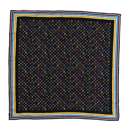 Louis Vuitton Silk Monogram Multicolor Square Scarf Black 1 of 3