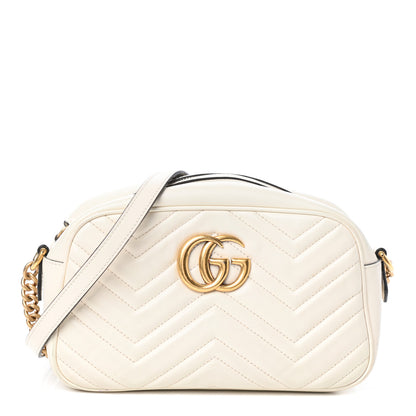 Gucci Calfskin Matelasse Small GG Marmont Chain Shoulder Bag White 1 of 9