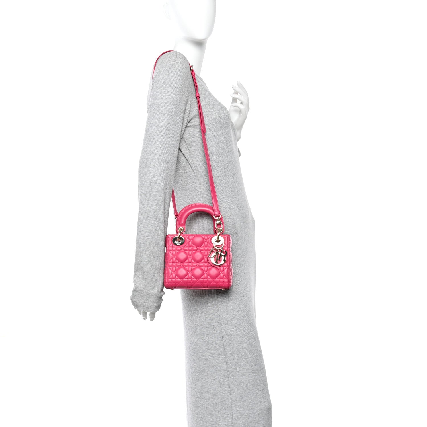 Christian Dior Lambskin Cannage Mini Lady Dior Pink 2 of 10