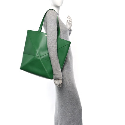 Loewe Shiny Calfskin Large Puzzle Fold Tote Tropical Green 2 of 8