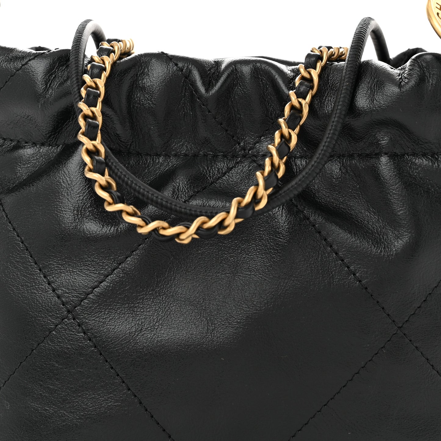 Shiny Calfskin Quilted Mini Chanel 22 Black
