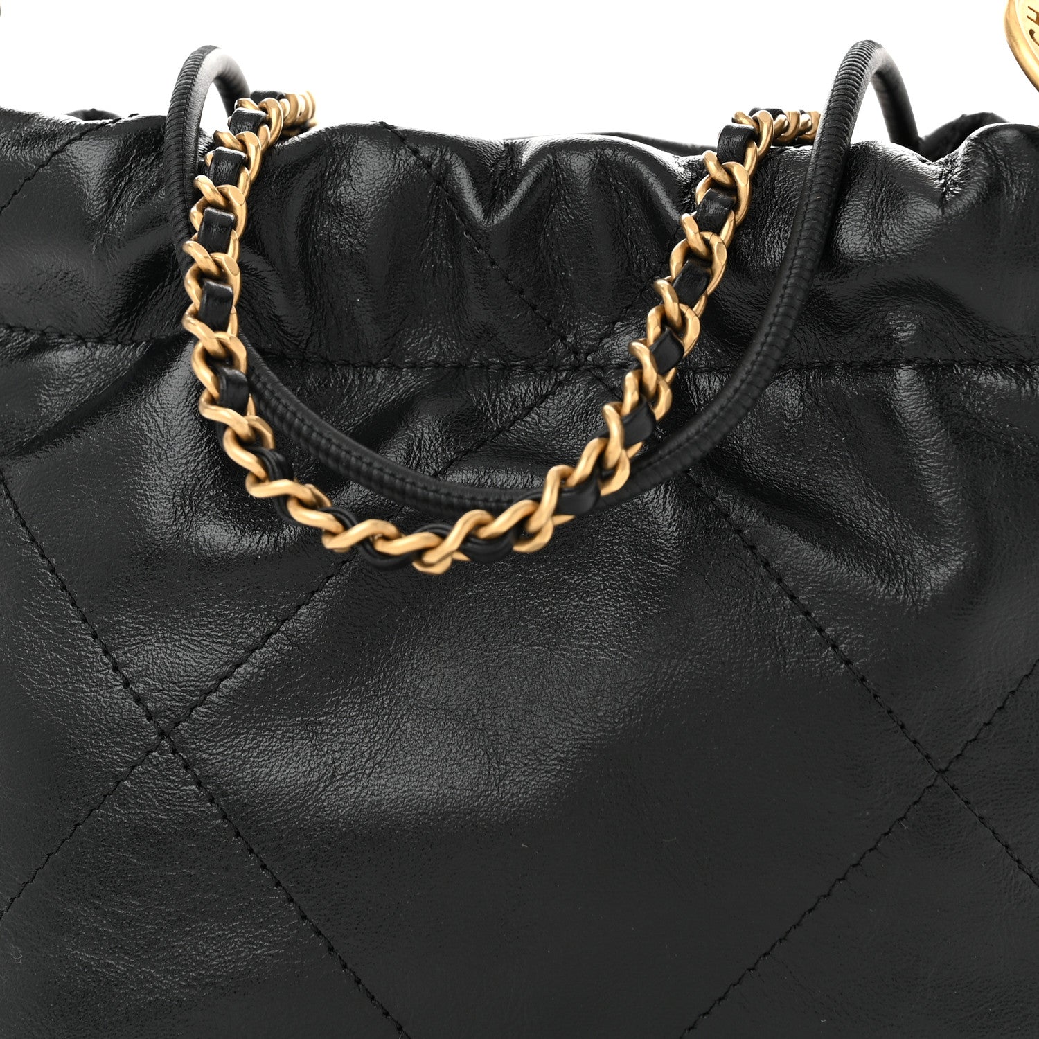 Chanel Shiny Calfskin Quilted Mini Chanel 22 Black 8 of 11