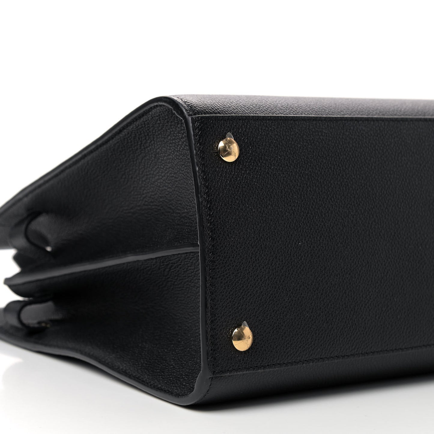 Grainy Calfskin Medium Title Bag Black