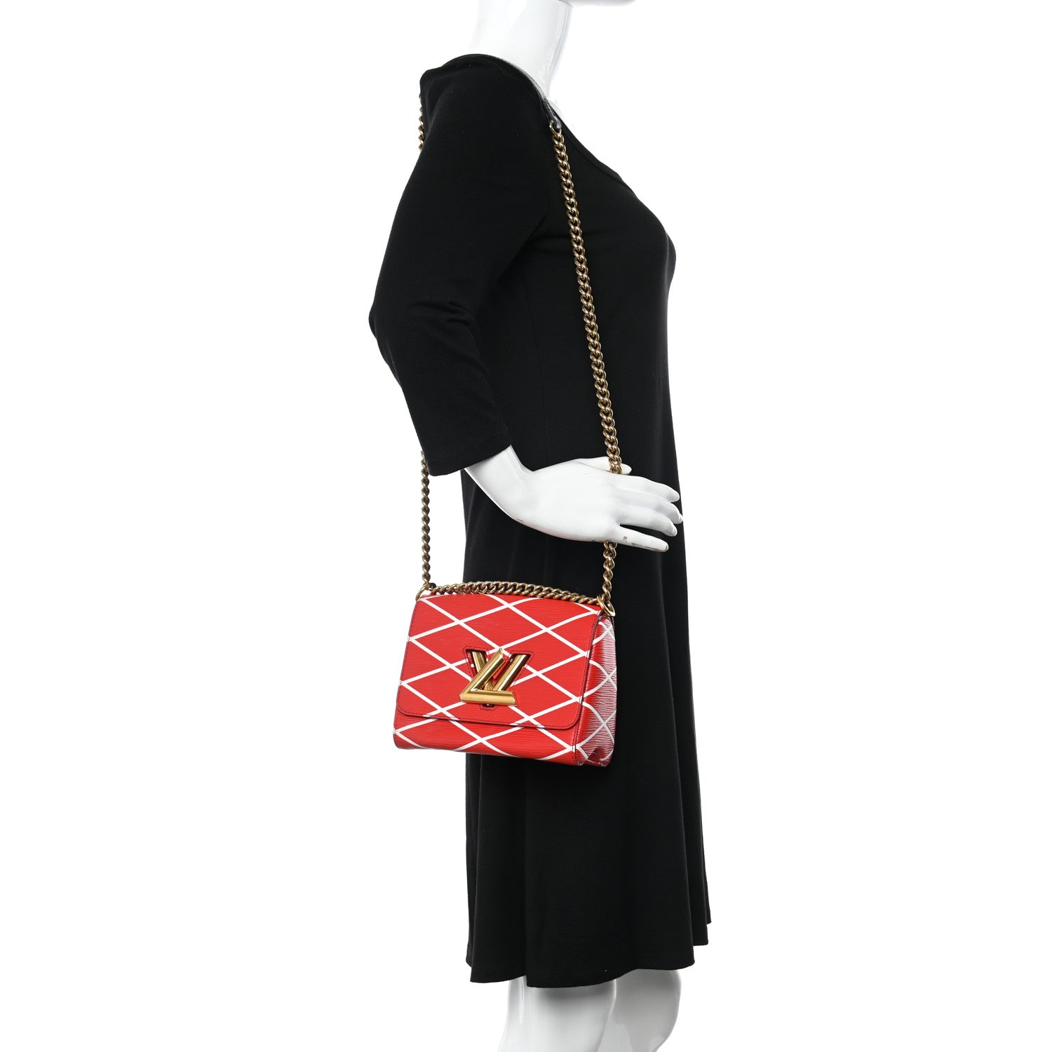 Louis Vuitton LOUIS VUITTON Epi Malletage Twist Shoulder Bag PM Rouge 2 of 17