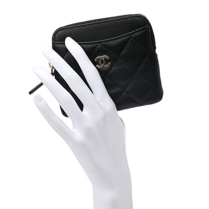 Chanel Caviar Quilted Zip Card Holder Wallet Black 2 of 7