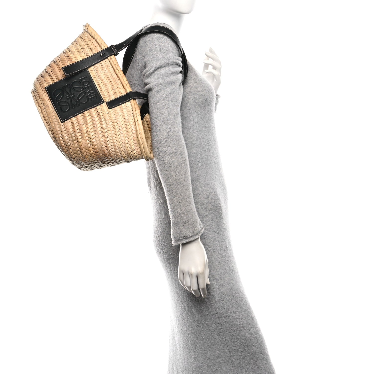 Loewe Raffia Basket Tote Bag Natural Black 2 of 11