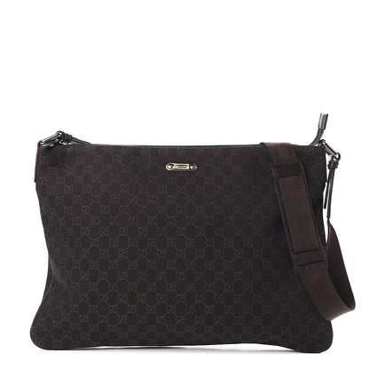 Gucci Denim Monogram Messenger Bag Dark Brown 1 of 9