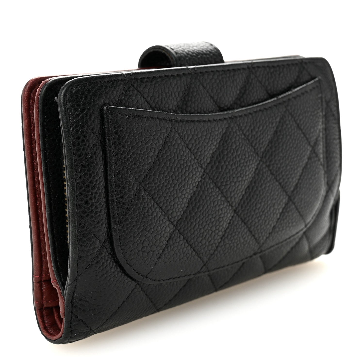 Chanel Caviar Quilted Zipped Pocket Wallet Black 1819508