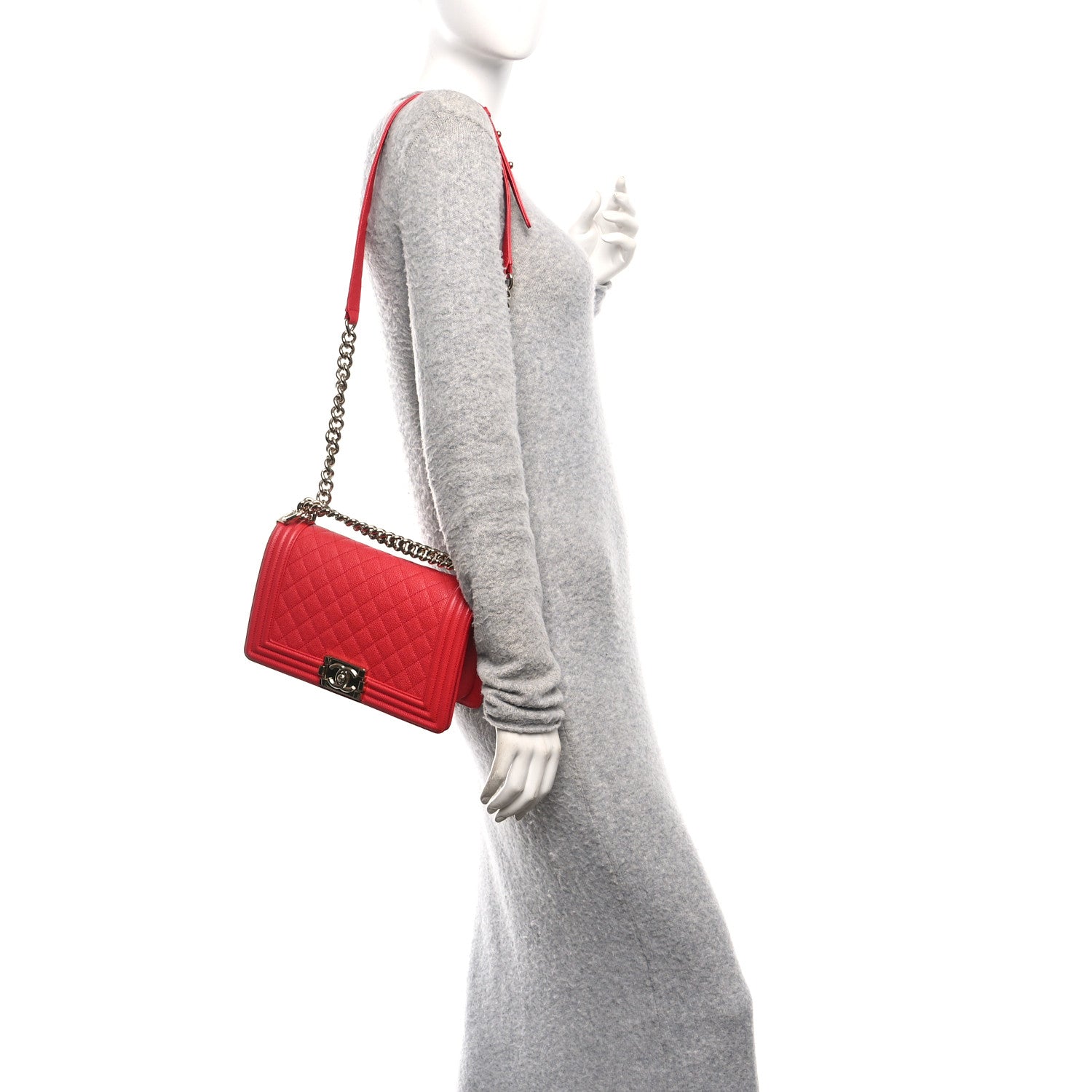 Chanel Caviar Quilted Medium Boy Flap Red 2 of 11