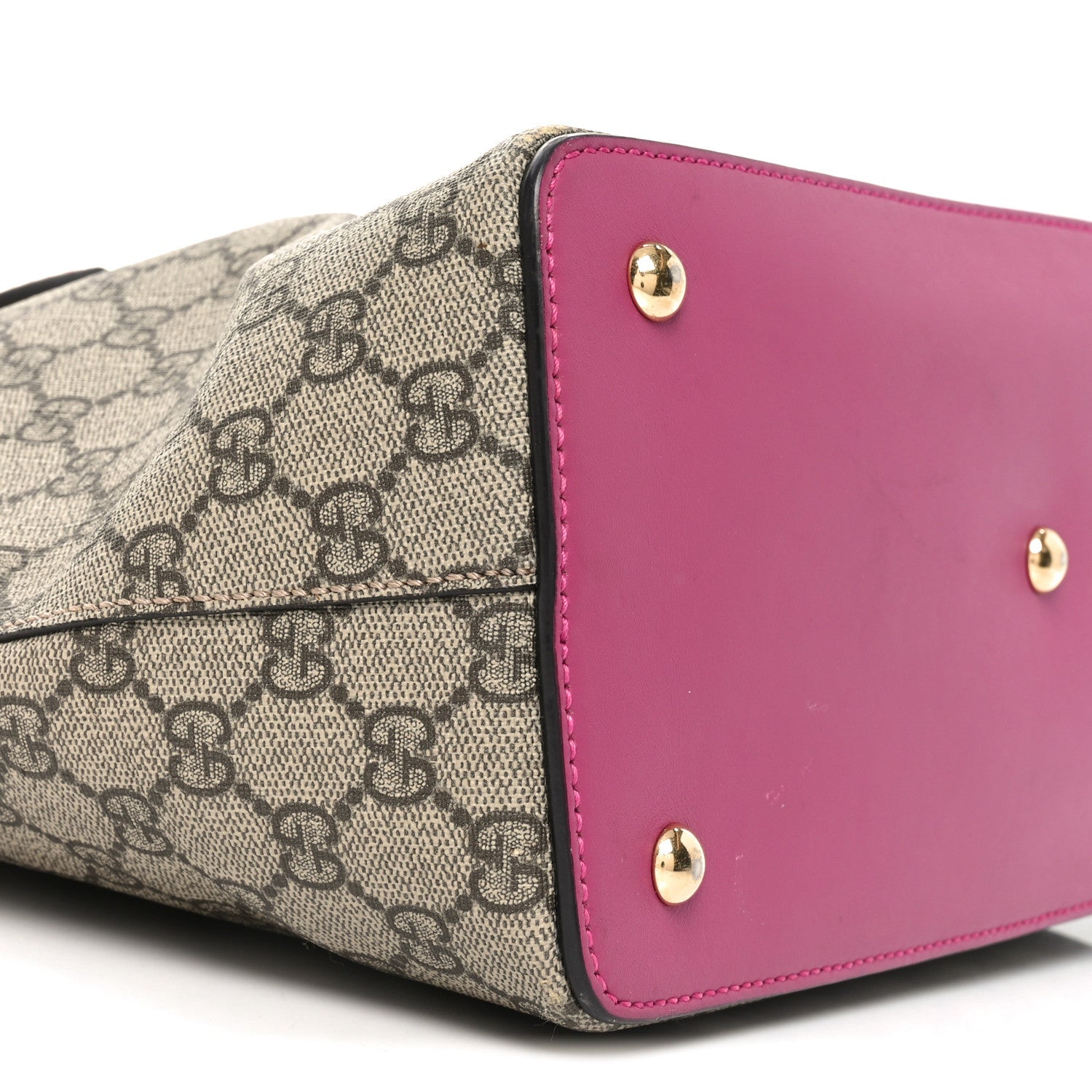 Gucci GG Supreme Monogram Linea A Foldover Tote Beige Hibiscus Red New Rosette 9 of 10