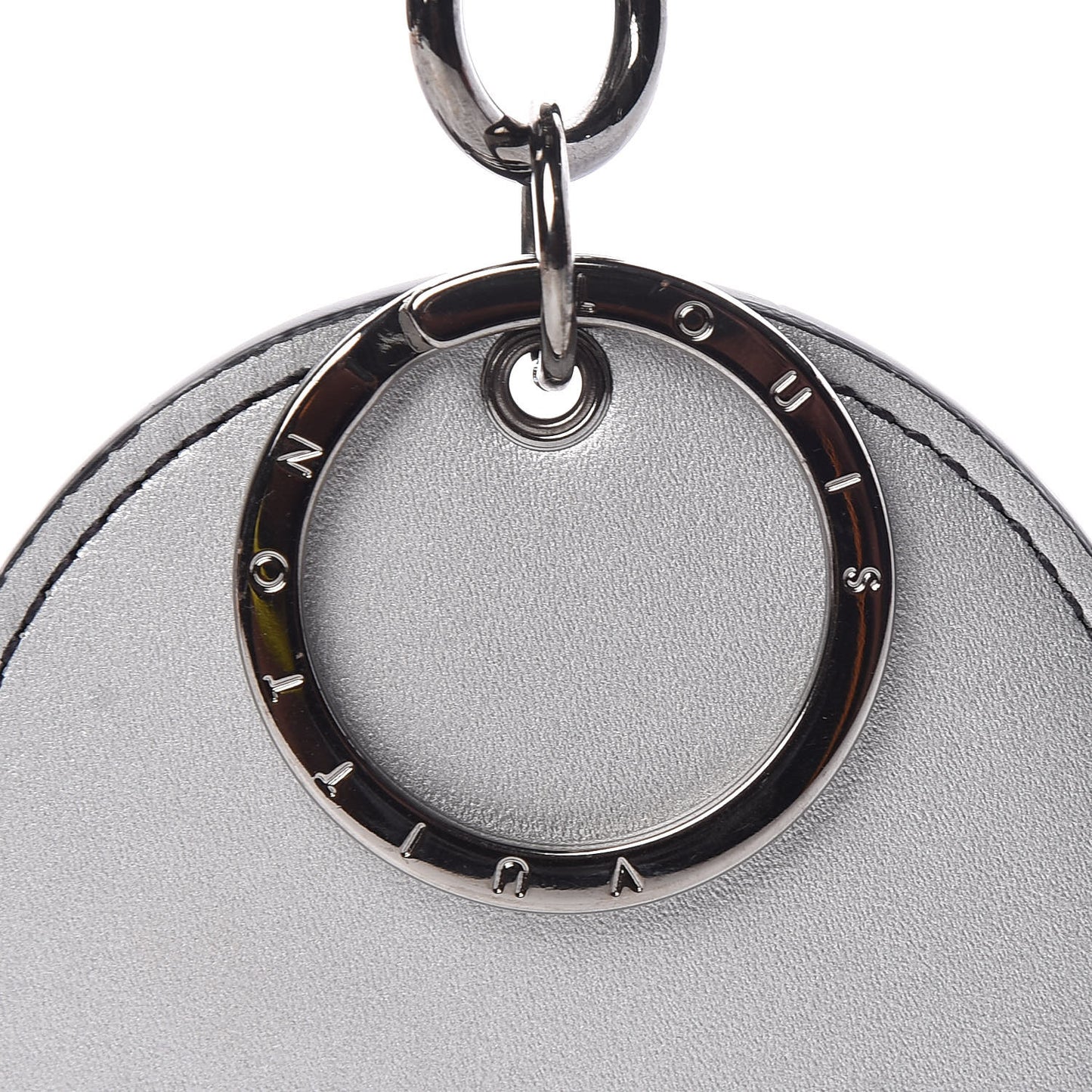 Metallic Monogram LV Bag Charm Key Holder Silver