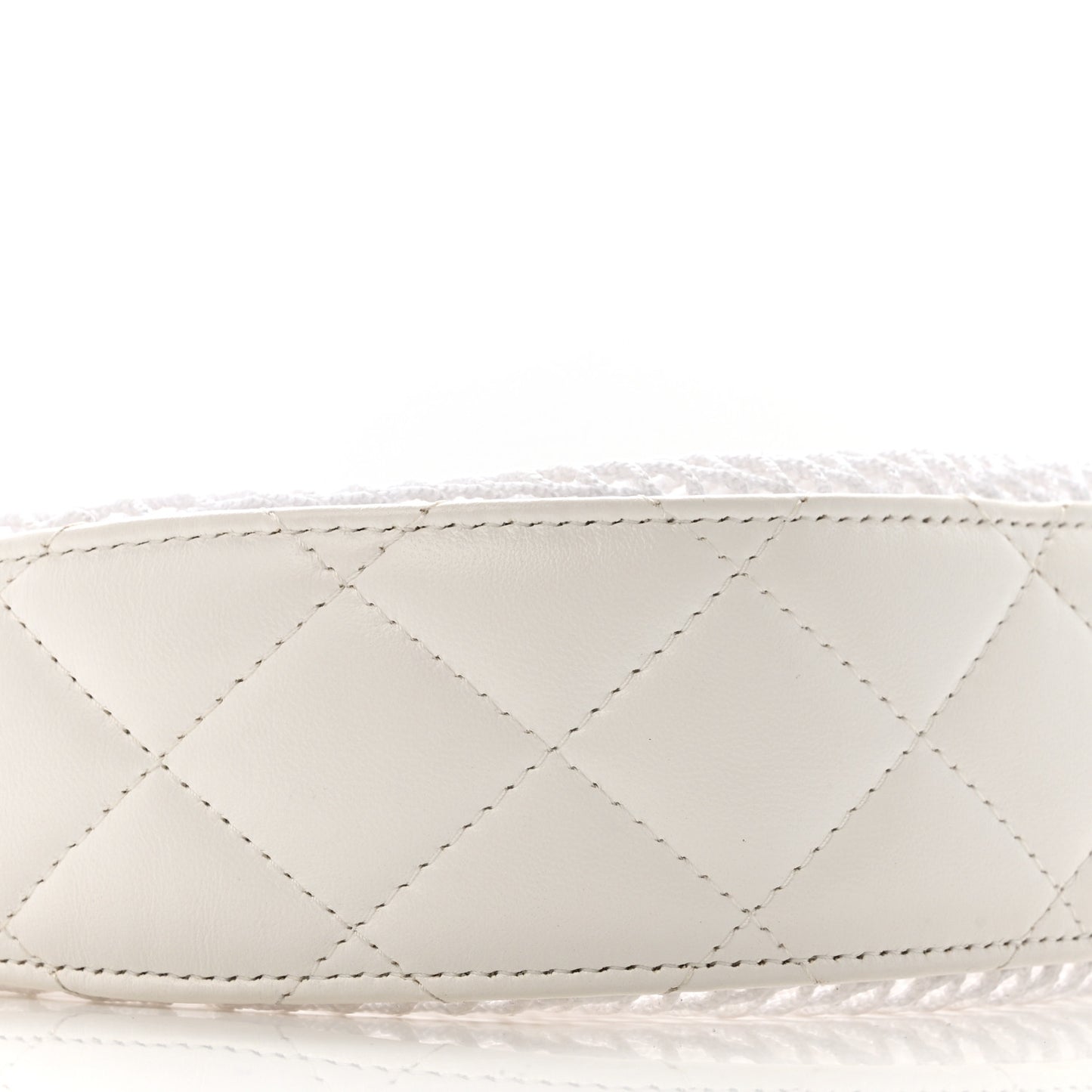 Mesh Shiny Lambskin Chain Hobo White