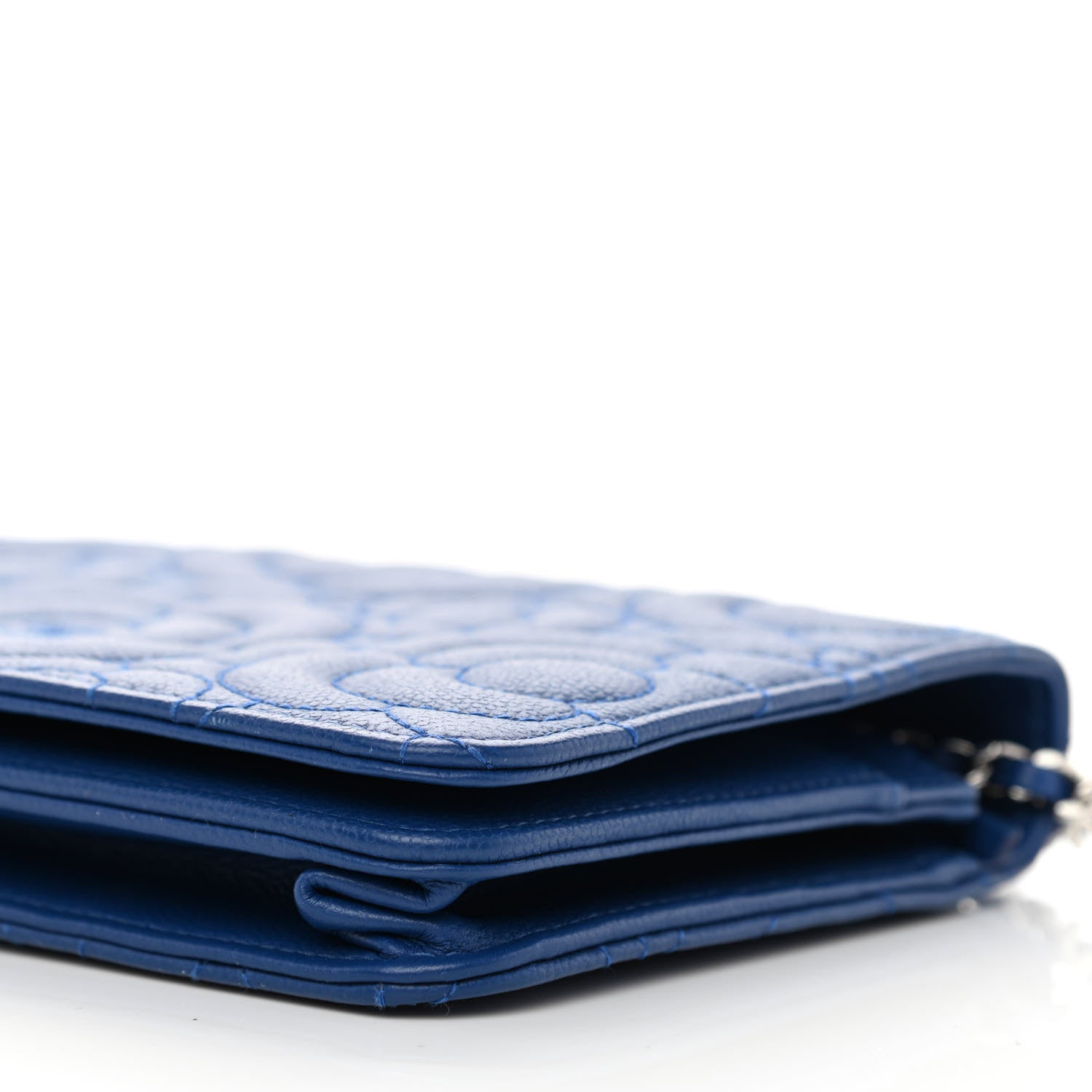 Chanel Caviar Camellia Embossed Wallet On Chain WOC Blue 11 of 14