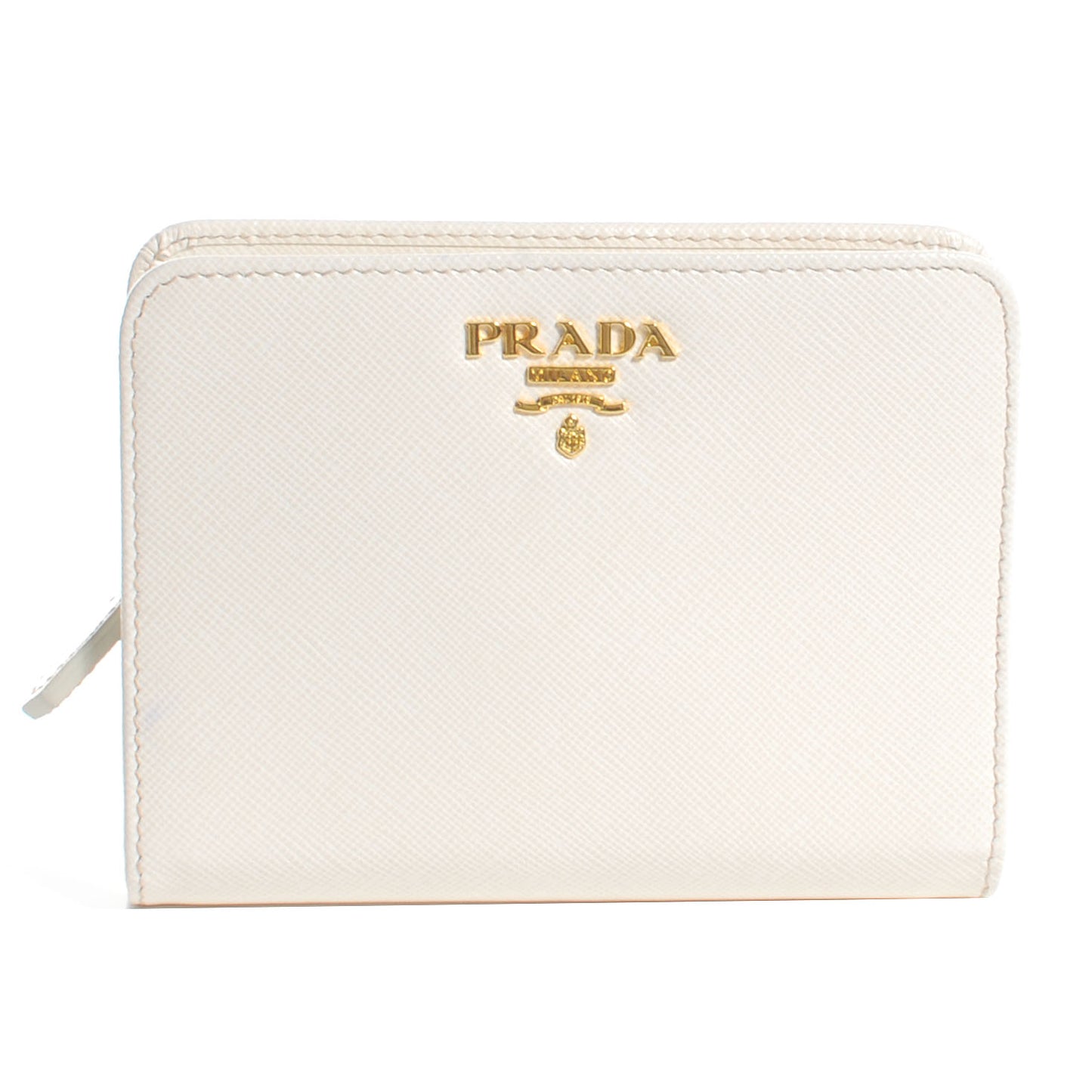 Saffiano Metal Zip Wallet Bianco