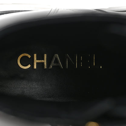 Chanel Shiny Calfskin Patent Quilted Chain Lace Up Combat Boots 38 Black 8 of 8