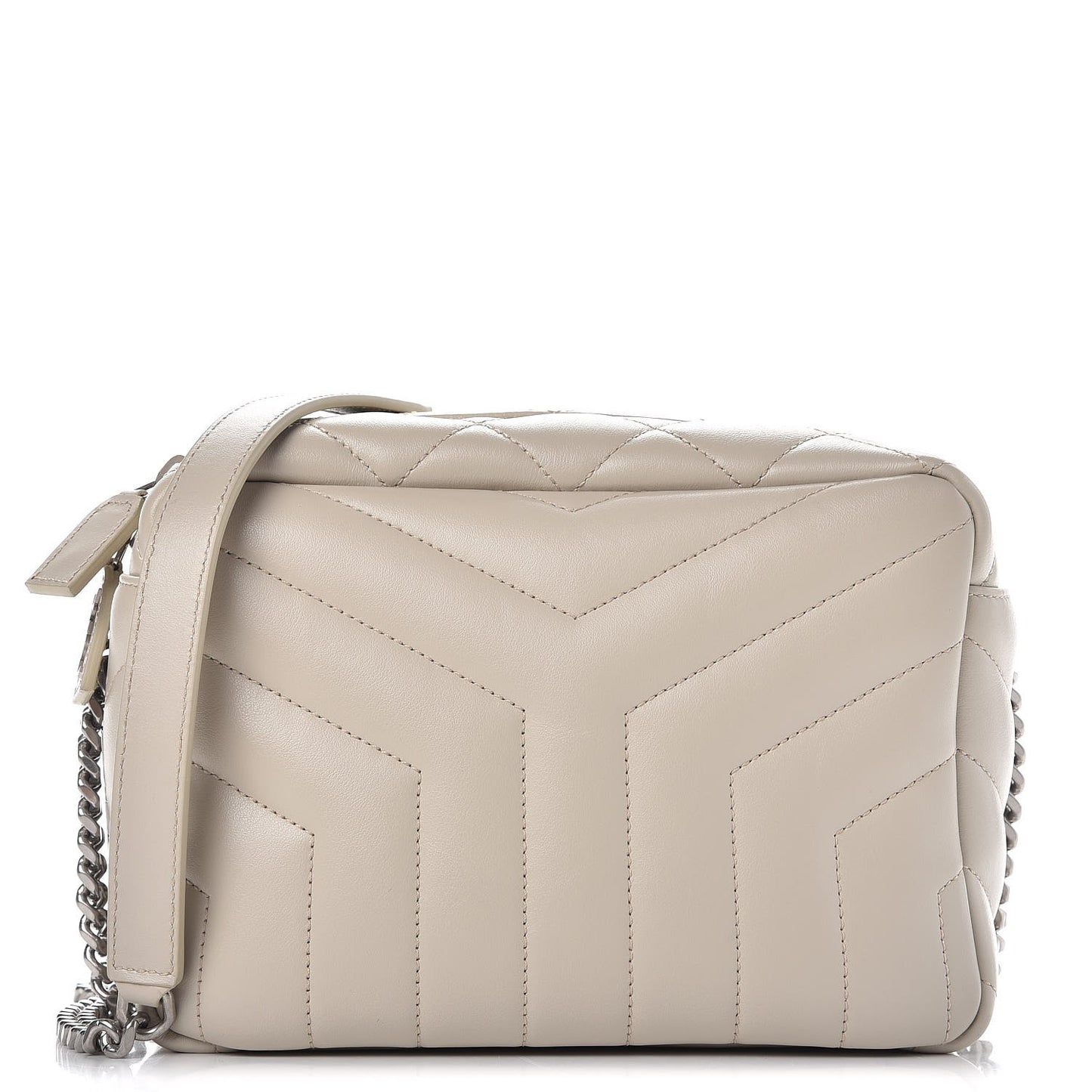 Calfskin Y Quilted Monogram Small Loulou Bowling Bag Ivory