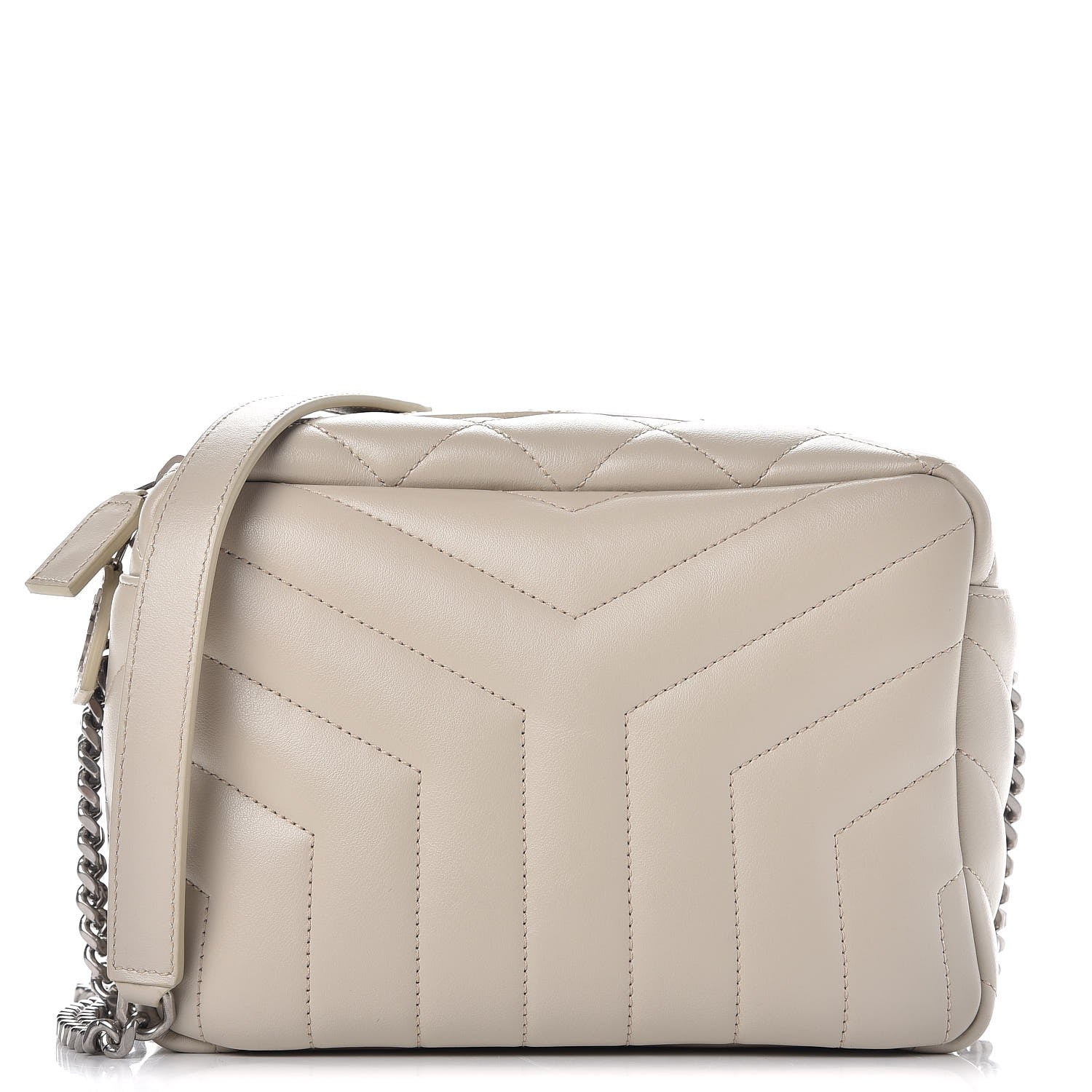 Saint Laurent Calfskin Y Quilted Monogram Small Loulou Bowling Bag Ivory 1 of 6