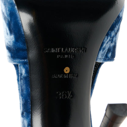 Saint Laurent Velvet Tom 90 Dream Slingback Pumps 36.5 Denim 8 of 10