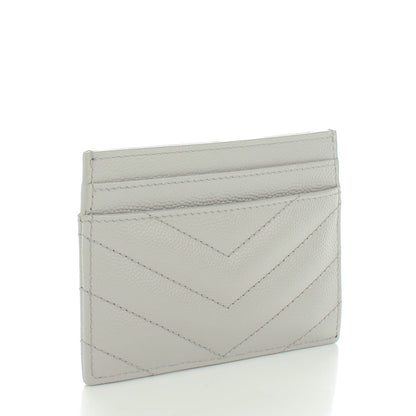 Saint Laurent Grain De Poudre Matelasse Chevron Card Case Light Grey 3 of 7