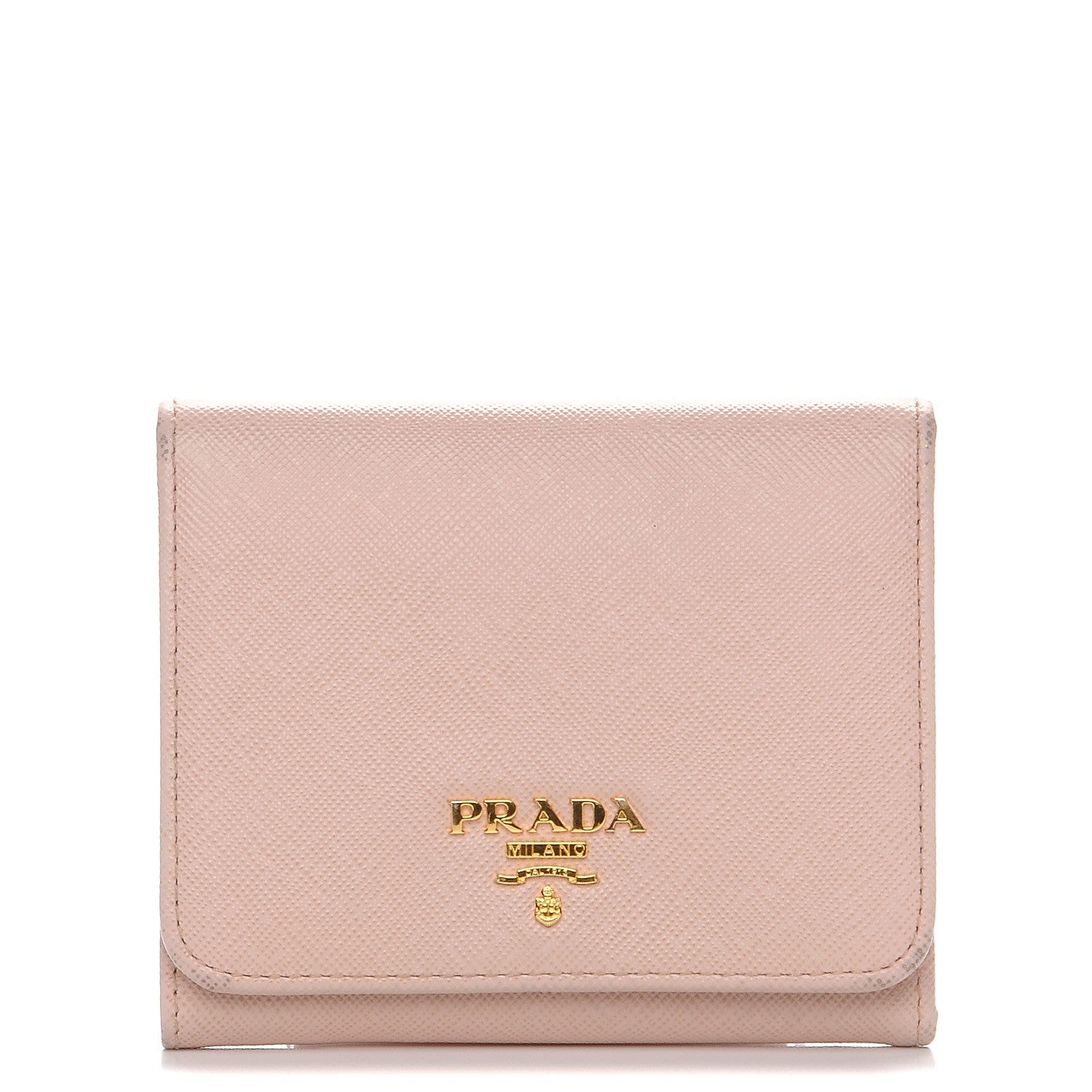 Prada Saffiano Metal Tri-Fold Compact Wallet Cipria 1 of 12