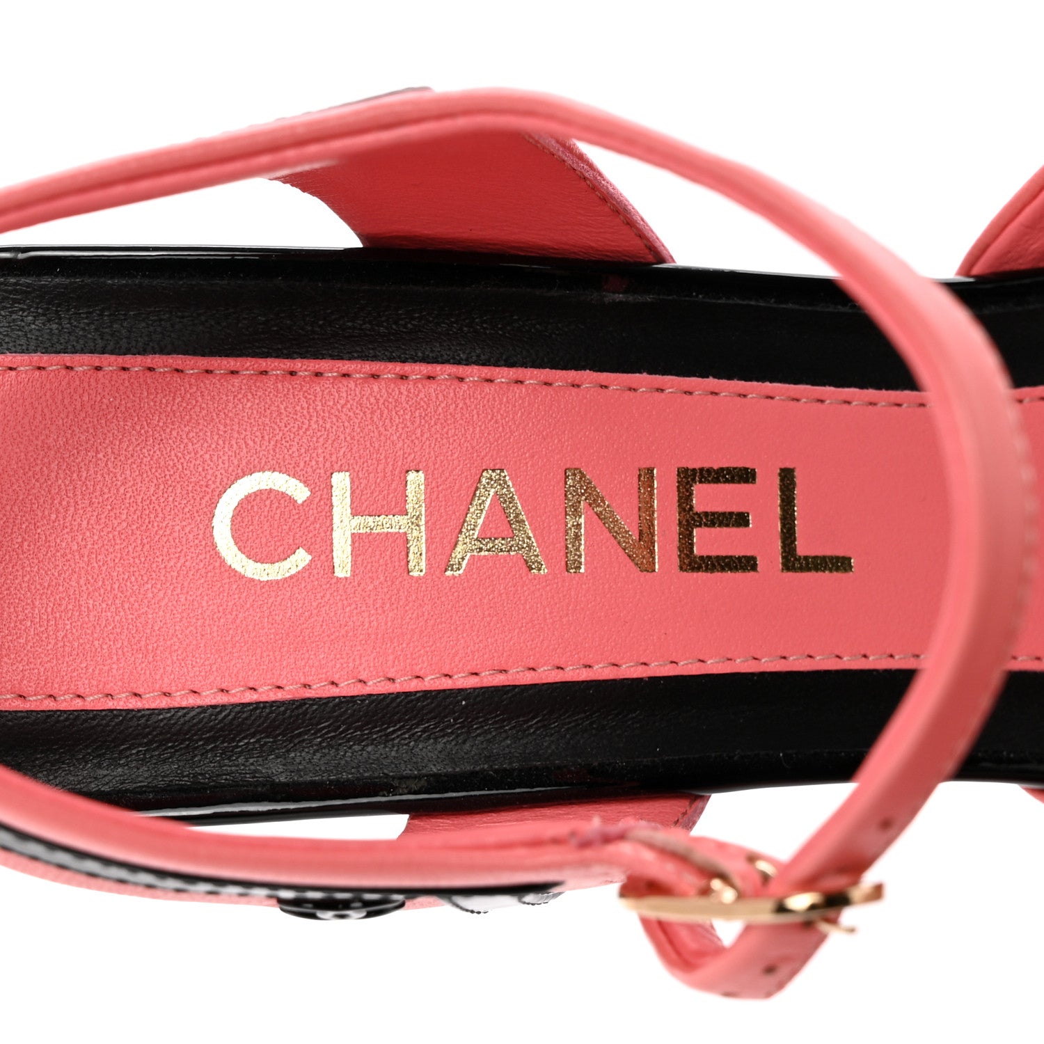 Chanel Iridescent Lambskin Cap Toe CC Slingback Pumps 38 Pink Black 8 of 13