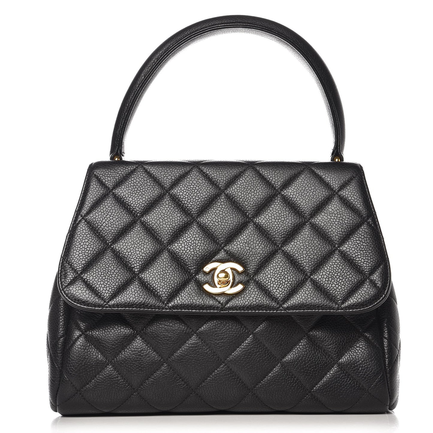 Caviar Quilted Medium Kelly Flap Bag Black