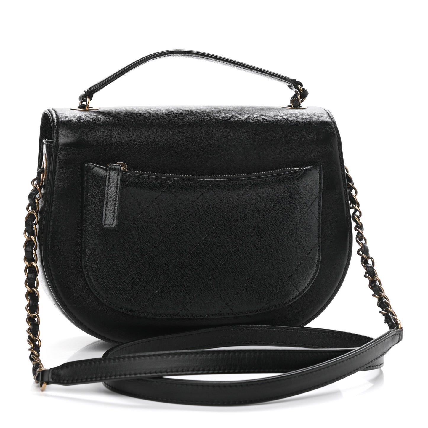 Shiny Calfskin Goatskin Quilted Medium Coco Curve Messenger Flap Black