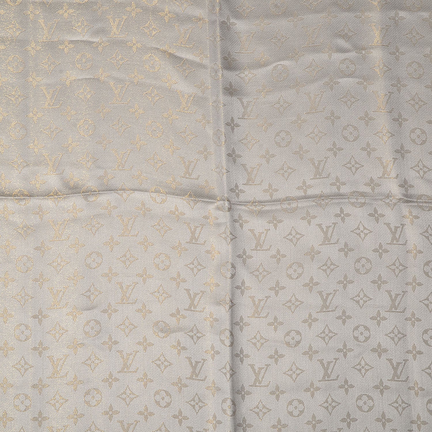 Louis Vuitton Monogram Silk Wool Shine Shawl Beige 4 of 5