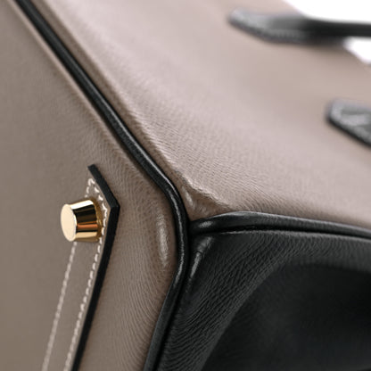 Hermes Epsom Horseshoe Birkin 25 Etoupe Black 11 of 12