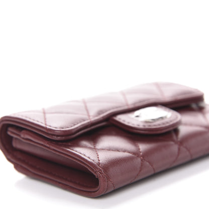 Chanel Lambskin Quilted Flap Card Holder Wallet Burgundy 9 of 10