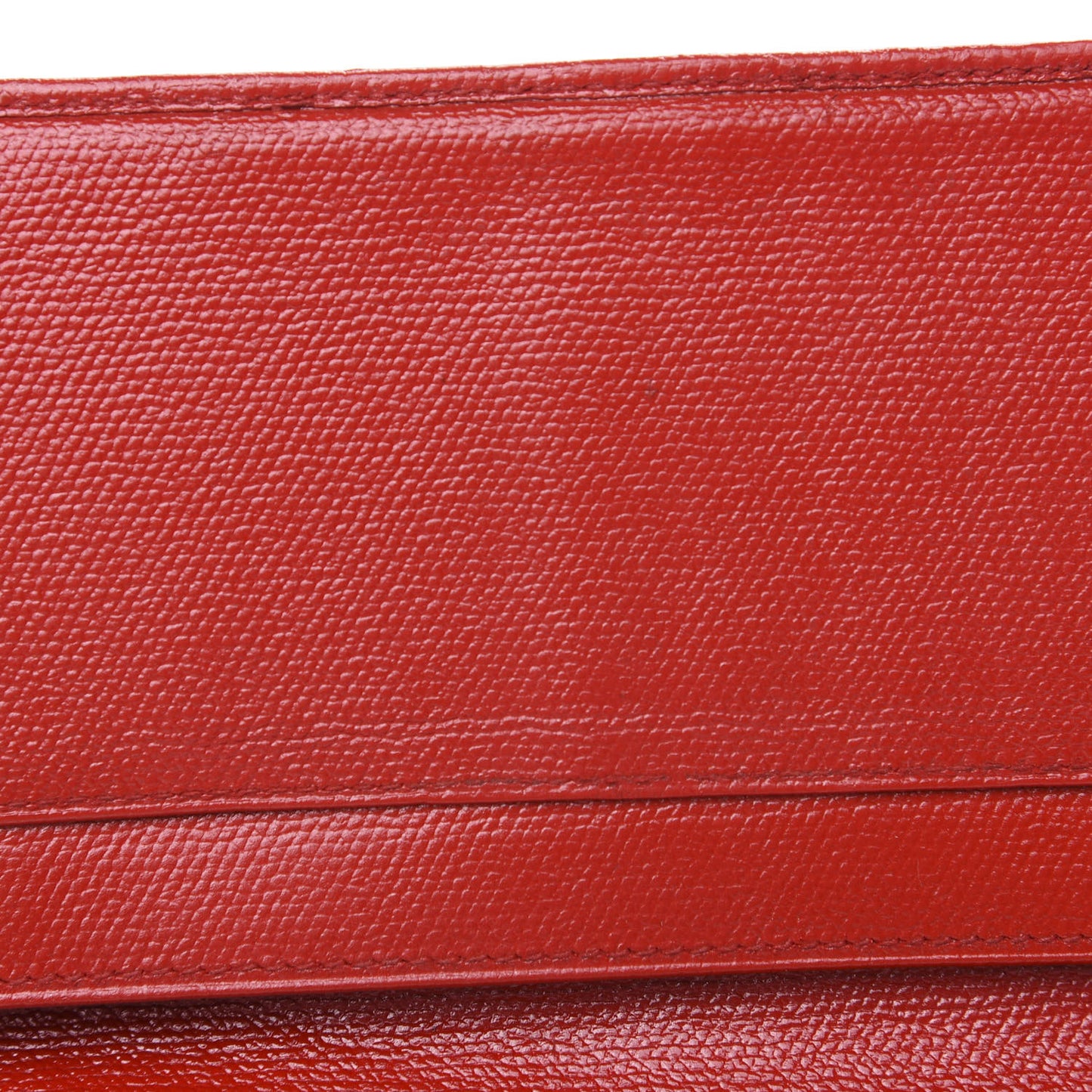 Grained Calfskin CC Button Long Wallet Red