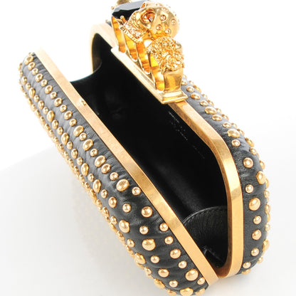 Alexander McQueen Nappa Studded Skull Knuckle Box Clutch Black 5 of 9