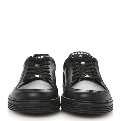Chanel Calfskin Womens CC Logo Sneakers 38.5 Black 3 of 10