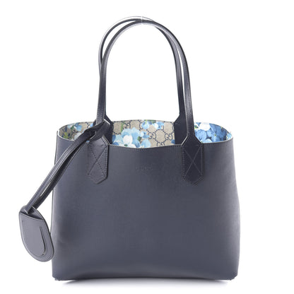 Gucci GG Supreme Monogram Blooms Small Reversible Tote Beige Blue Navy 10 of 16