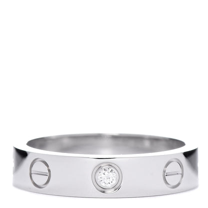 Cartier 18K White Gold Diamond 3.5mm LOVE Wedding Band Ring 48 4.5 1 of 5