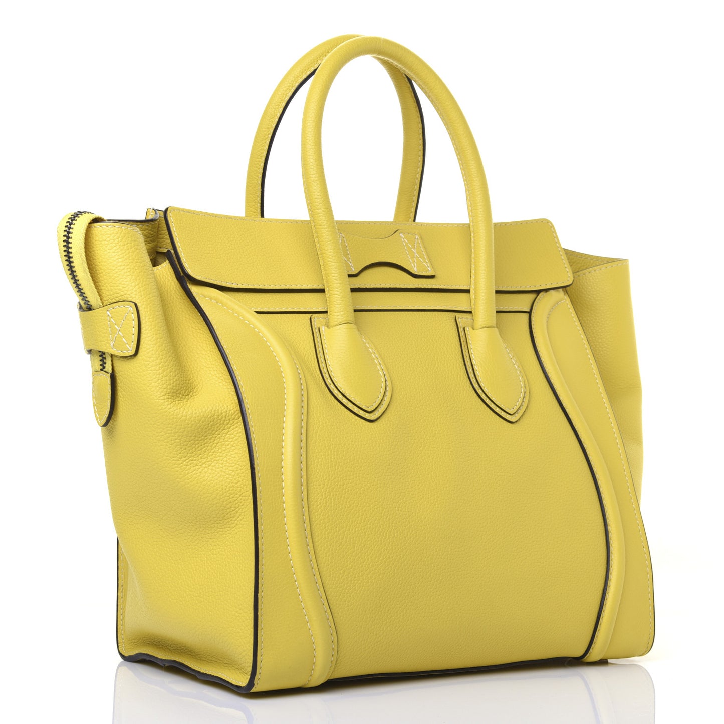Drummed Calfskin Mini Luggage Citron