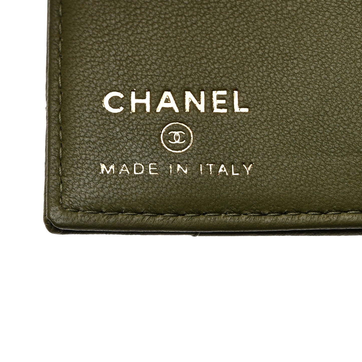 Lambskin Chevron Quilted Card Holder Wallet Dark Green