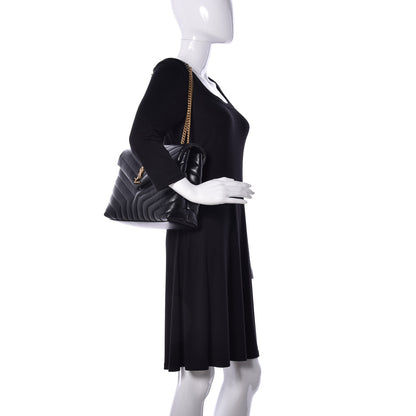 Saint Laurent Calfskin Y Quilted Monogram Medium Loulou Chain Satchel Black 2 of 9