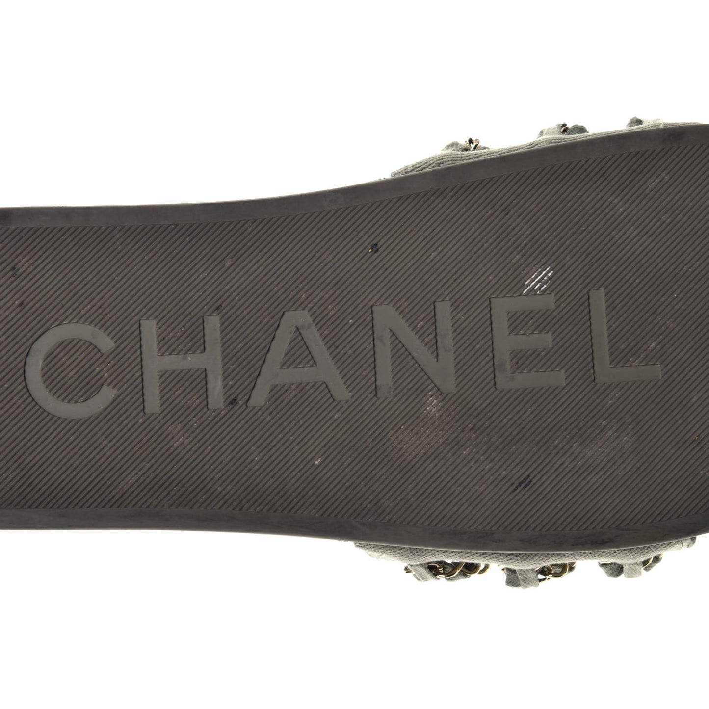 Canvas Chain Flat Sandals 41 Khaki