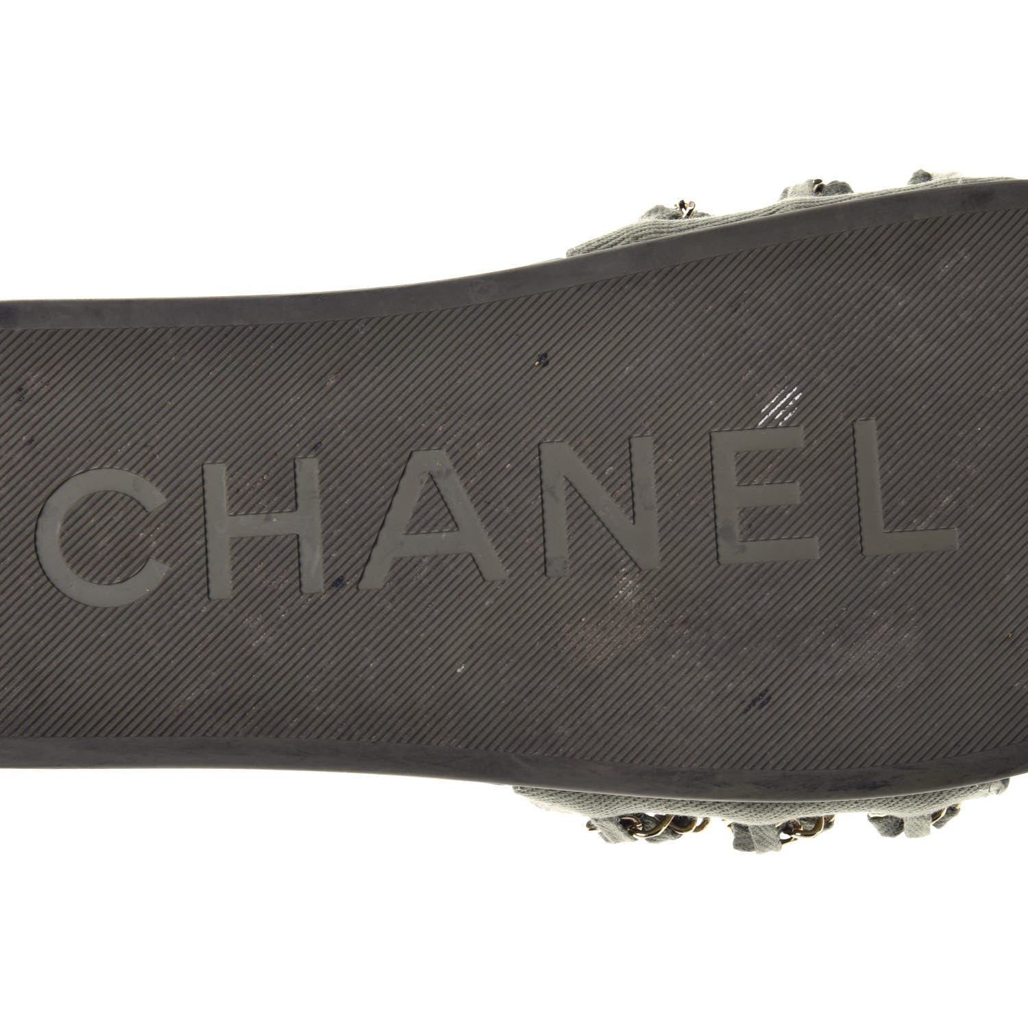 Chanel Canvas Chain Flat Sandals 41 Khaki 6 of 9