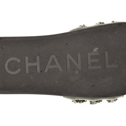 Chanel Canvas Chain Flat Sandals 41 Khaki 6 of 9