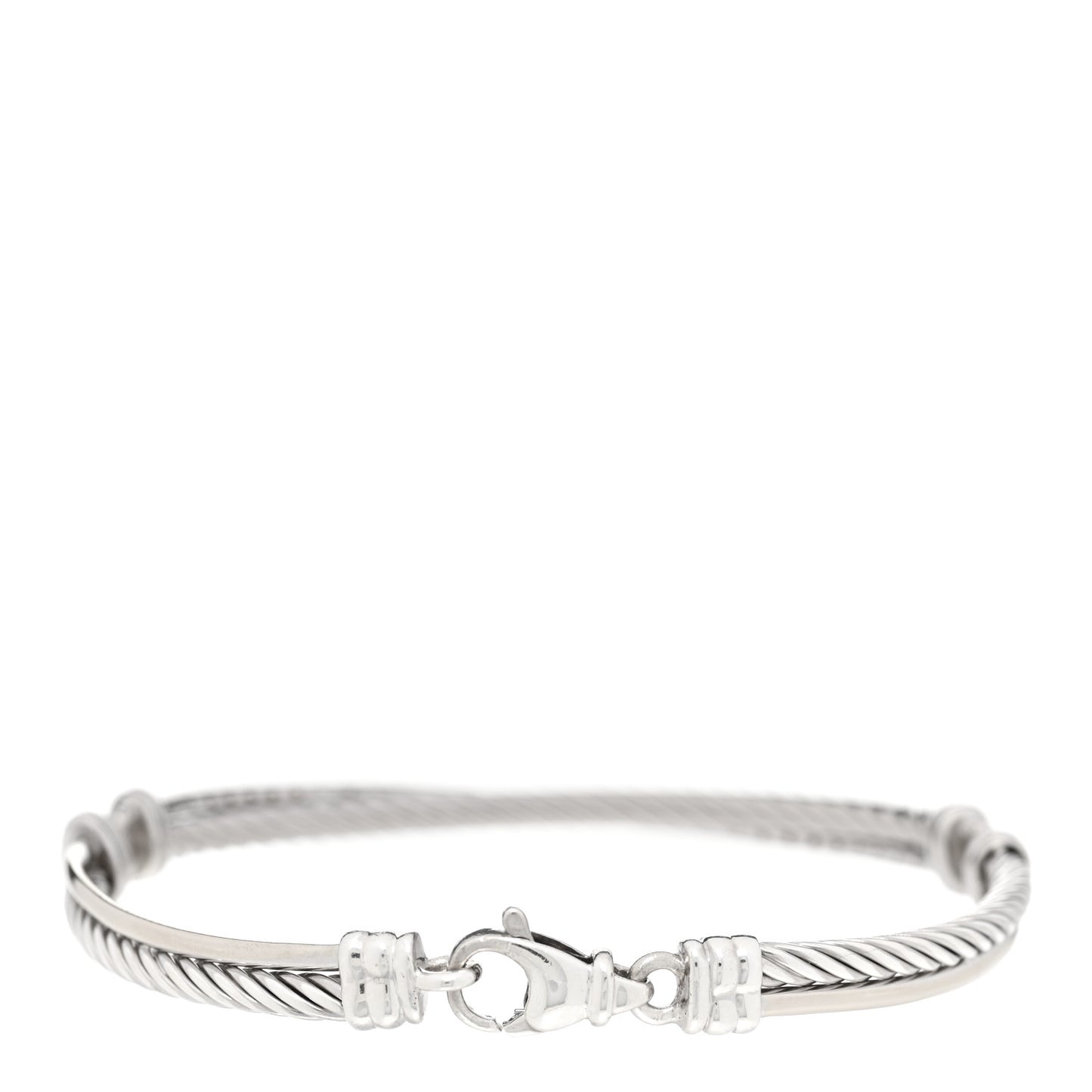 Sterling Silver 14K White Gold Diamond 3mm Crossover Bracelet