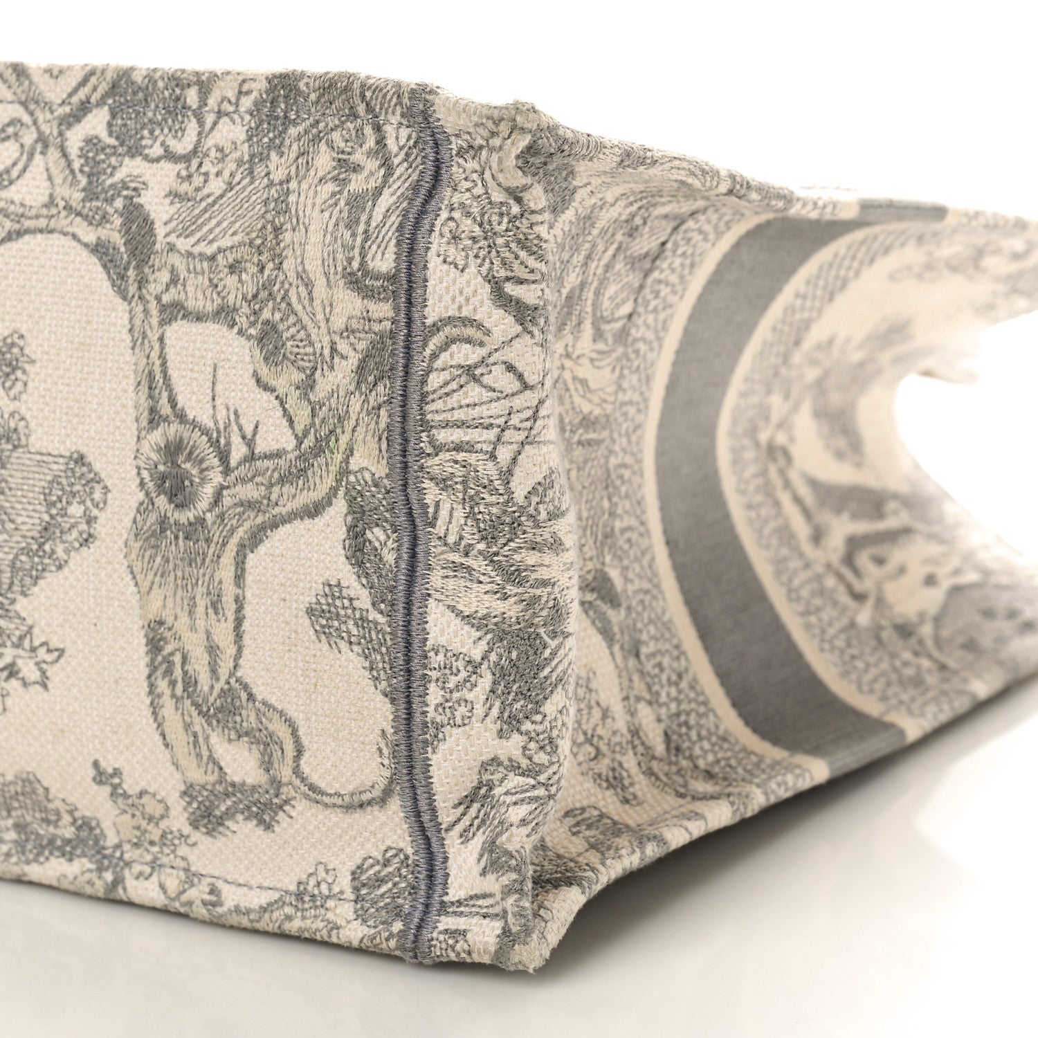 Christian Dior Canvas Embroidered Medium Dioriviera Toile De Jouy Book Tote Gray 9 of 14