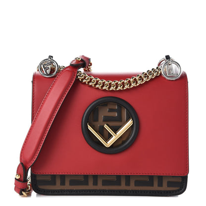 Fendi Vitello Century F is Fendi Bi-Color FF 1974 Embossed Small Kan I Shoulder Bag Fragola Maya Black 1 of 8