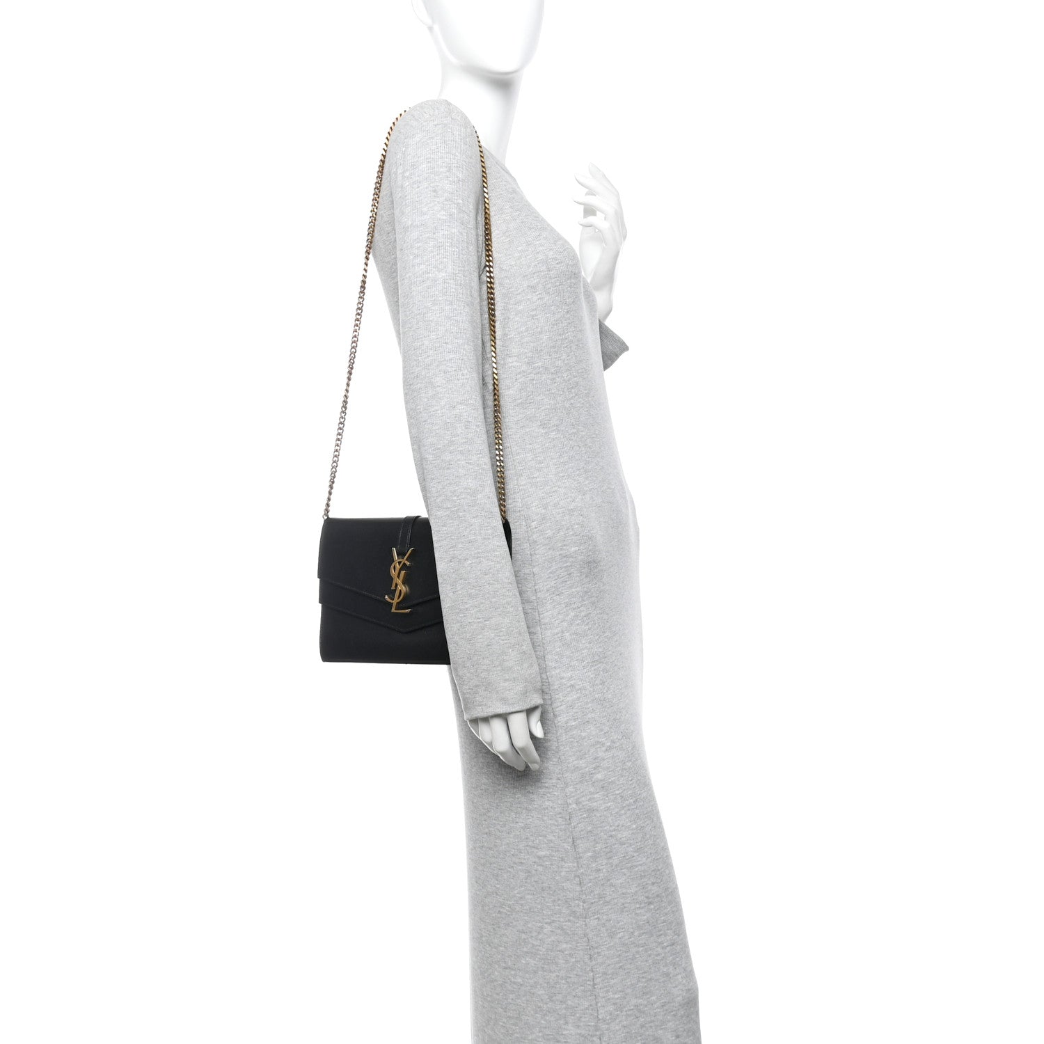 Saint Laurent Smooth Calfskin Monogram Sulpice Chain Wallet Black 2 of 11