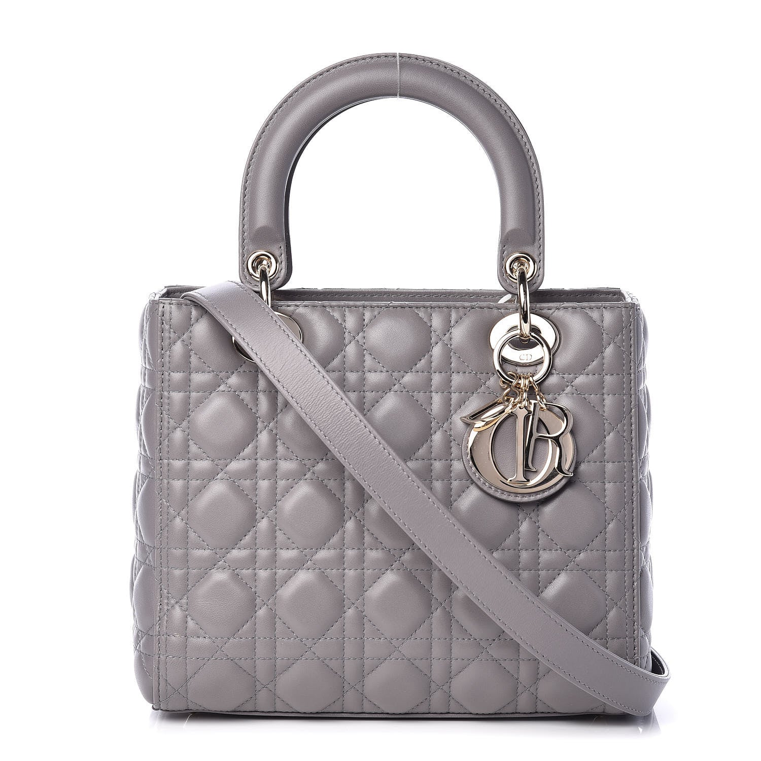 Christian Dior Lambskin Cannage Medium Lady Dior Grey 1 of 15