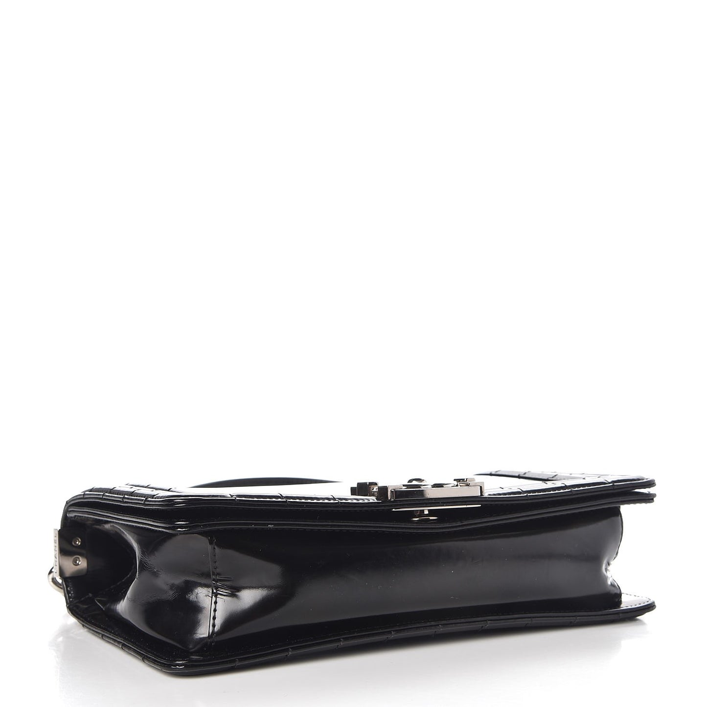 Glazed Calfskin Medium Boy Flap Black