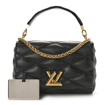 Louis Vuitton Lambskin Malletage Top Handle GO-14 MM Bleu Marine 2 of 10