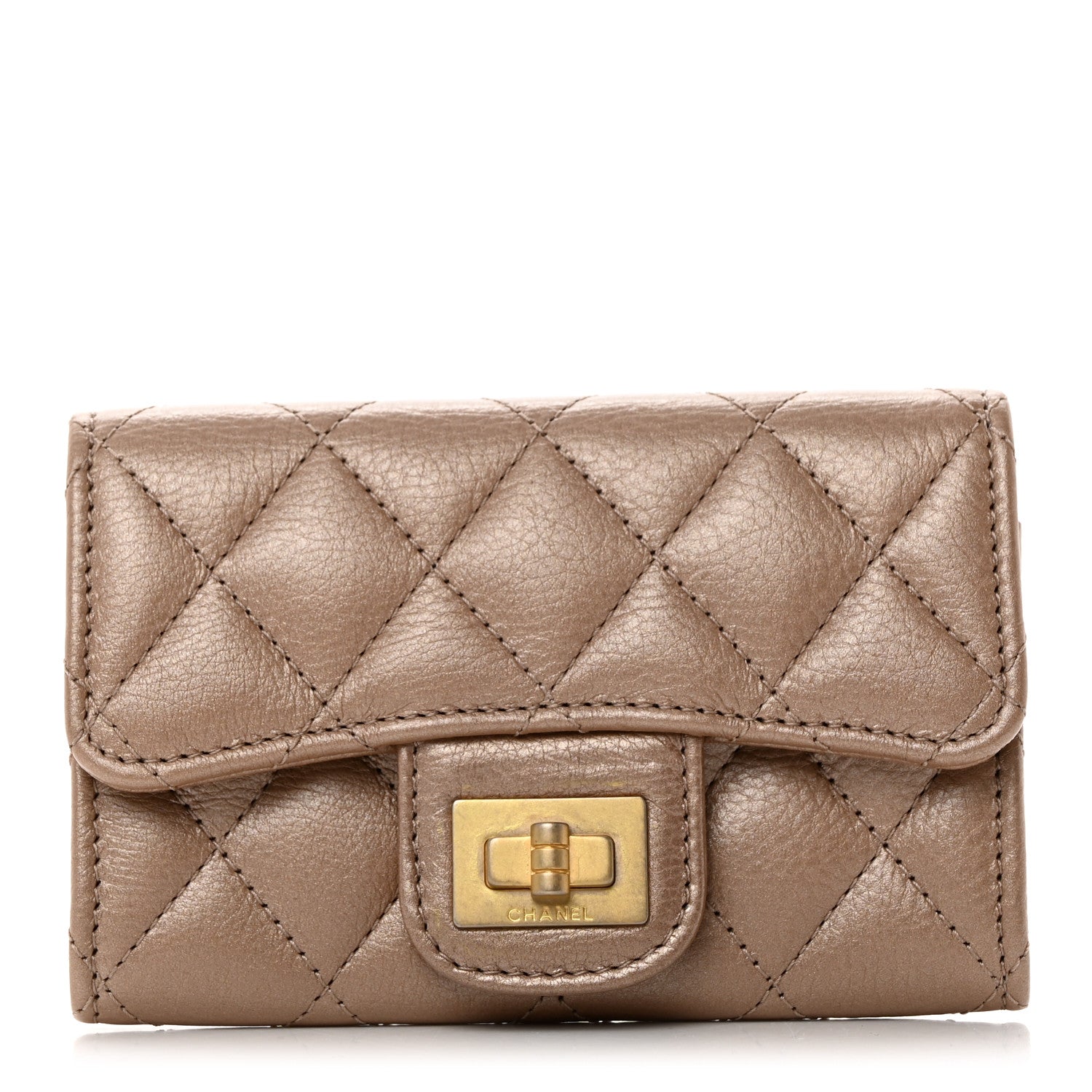 Chanel Metallic Calfskin Quilted Reissue Flap Card Holder Gold 1 of 9